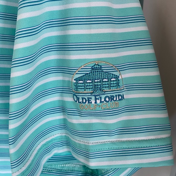 Peter Millar Green Stripped Logo Golf Shirt - Picture 4 of 4